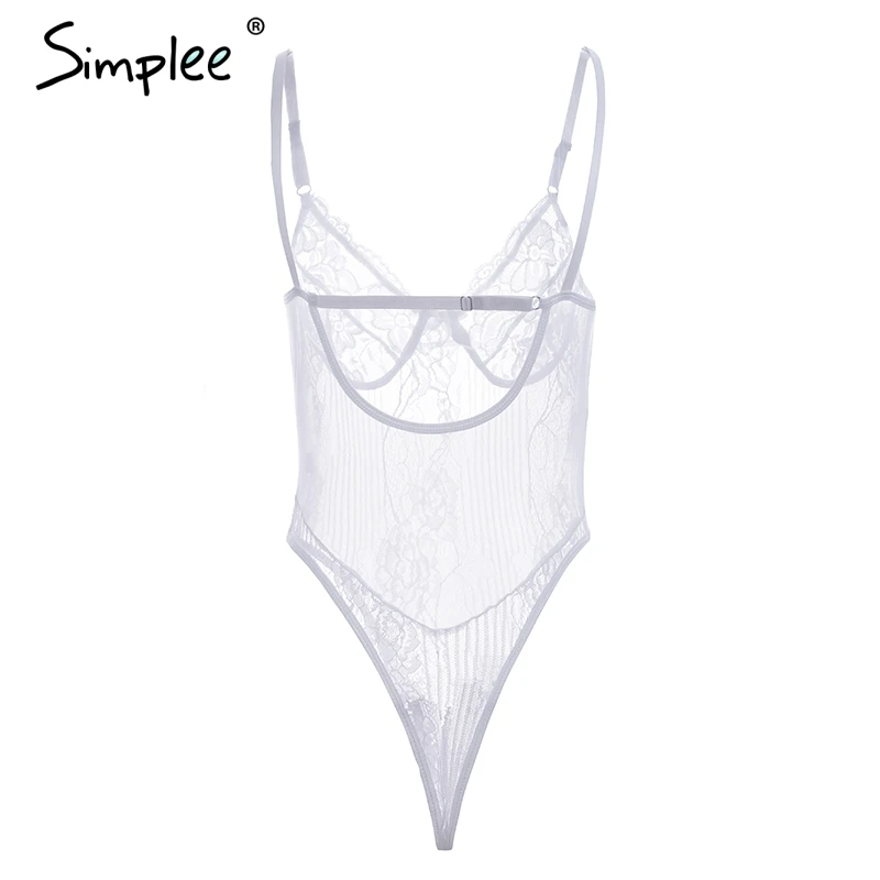 Simplee сексуальное кружевное черное боди комбинезон для женщин с вырезами цветок