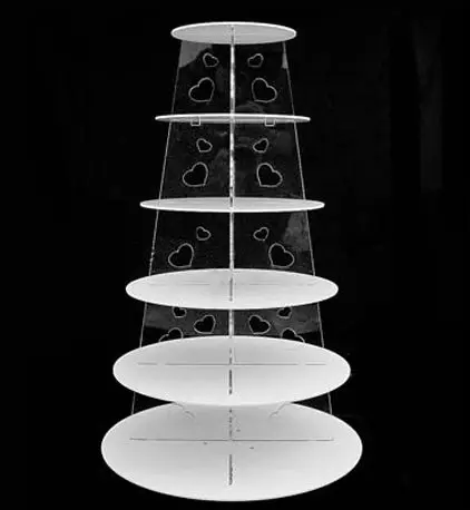 Бесплатная доставка 6 ярусов белая круглая сердца акриловая подставка для кексов
