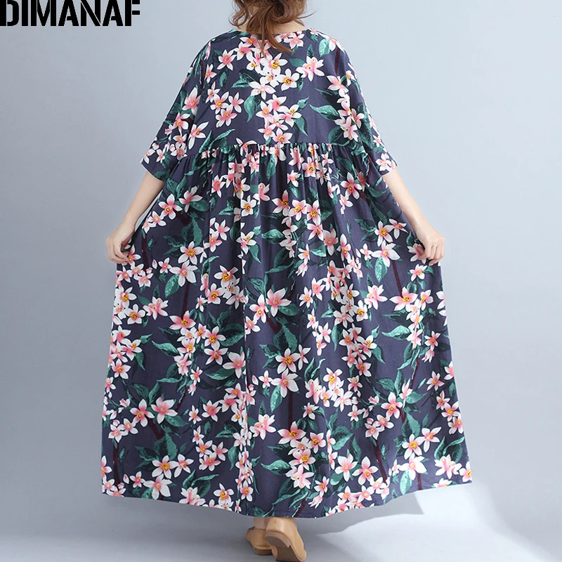 DIMANAF плюс размер женское пляжное платье больших размеров хлопковый женский