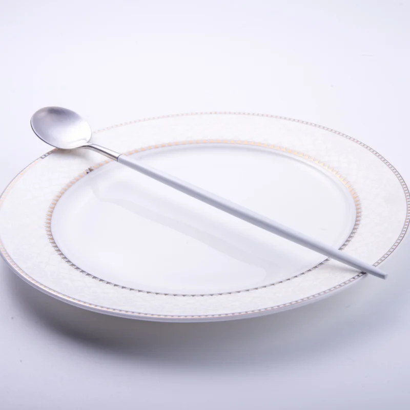 Silver Cake fork FRM белый утолщенный высококачественный матовый набор столовых приборов из нержавеющей стали, Западный Набор ножей и вилок, десертный нож и вилка, ложка - Цвет: Silver Cake fork