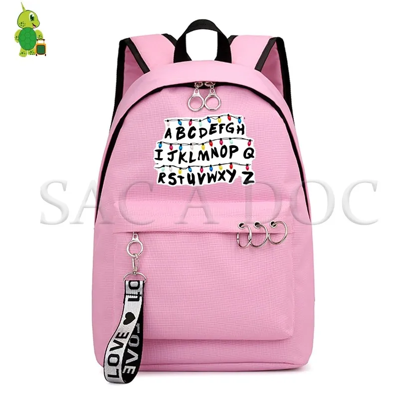 school bag 12 Странные Вещи черный рюкзак модные школьные сумки для девочек студентов колледжа ноутбук рюкзак дорожный рюкзак обратно в школьные сумки - Цвет: school bag 12