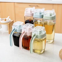 350550ml kitchen transparent glass oil storage bottle with handle soy sauce vinegar sealed can pot leakproof liquid container