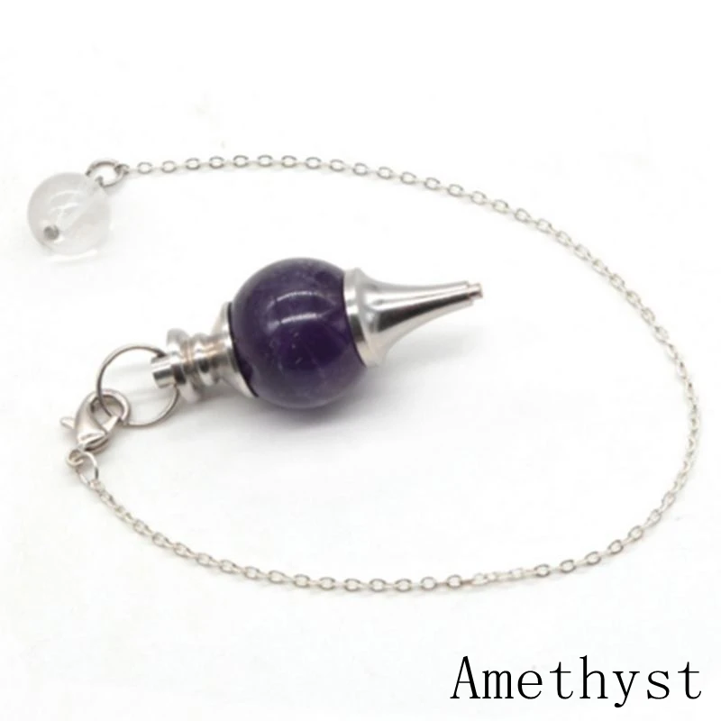 Amethyst SEVENSTONE Рейки Исцеление 7 Чакра натуральные камни Кристалл кварц маятник Лазурит ожерелье кулон для женщин ювелирные изделия - Окраска металла: Amethyst