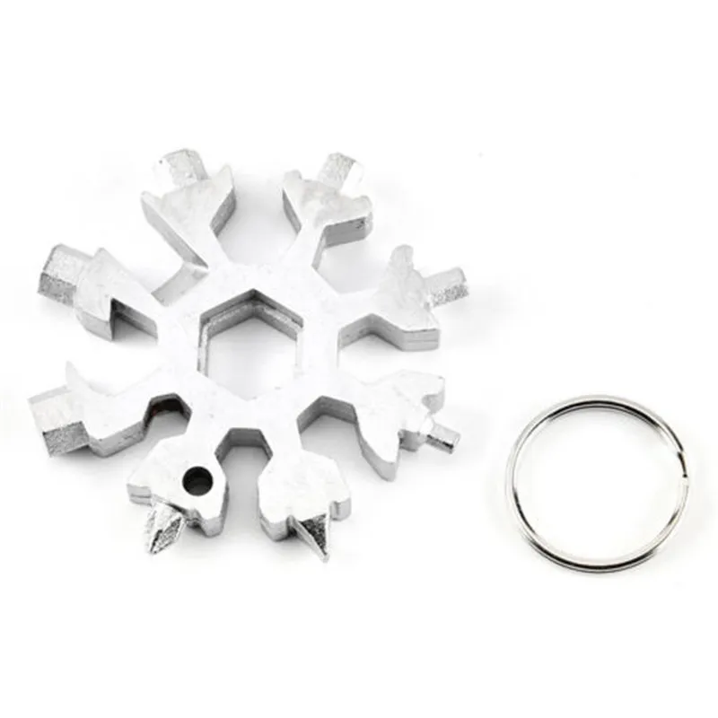 EDC Tool 18-in-1 multi-tool card combination Compact and portable Outdoor Snowflake tool Black Sliver | Спорт и развлечения