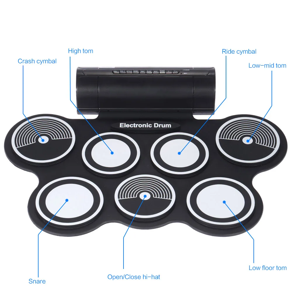 Портативный Силиконовый Электронный барабанный коврик в комплекте цифровой