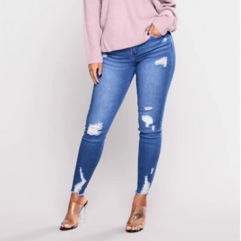 Boyfriend Spring summer new mid waist women ripped hole jeans full length softener skinny pencil pants female New
Boyfriend Spring summer new mid waist women ripped hole jeans full length softener skinny pencil pants female New