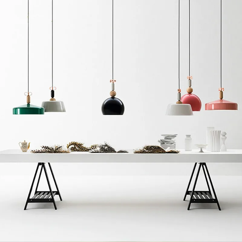 Eusolis алюминиевая Подвесная лампа скандинавские цветные тени Luces Decorativas