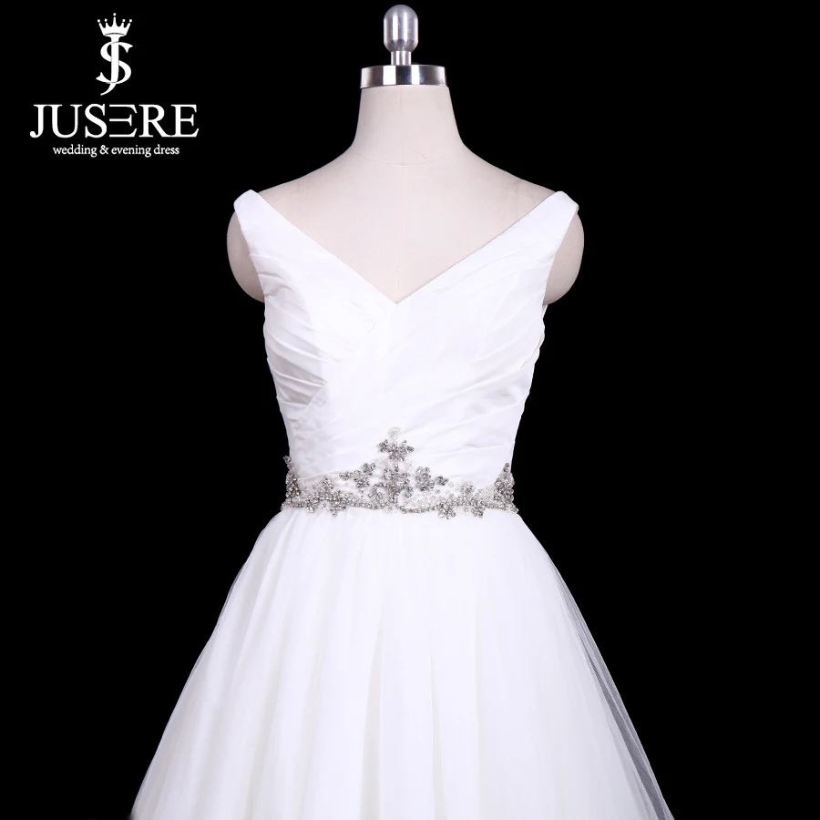 Jusere In stock Cheap A Line Tulle Bridal Dresses Crystals Waist &amp Back Wedding Fast Shipping | Свадьбы и торжества