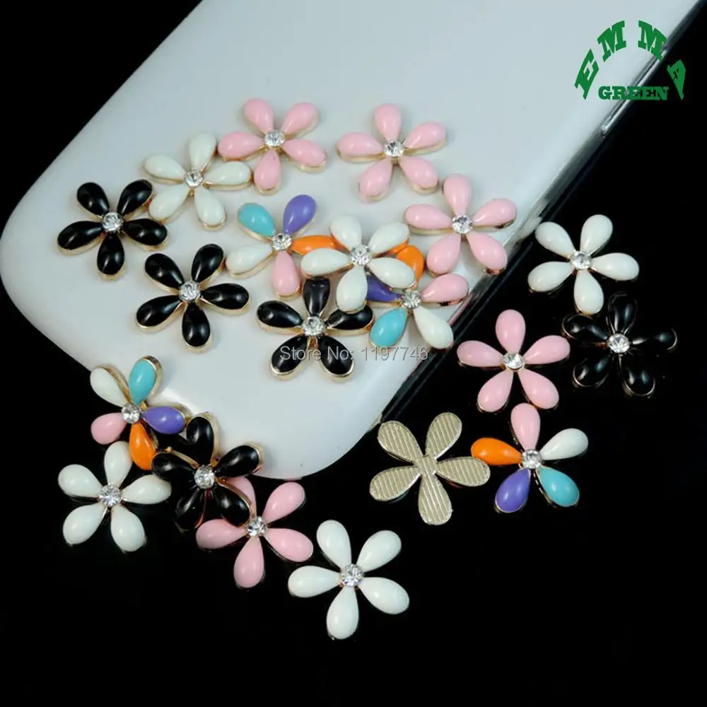 Lucky Flowers 20 Pieces 18x18mm Enameled Flower Embellishment For Handmade Jewelry Flat Back Rhinestone | Украшения и аксессуары