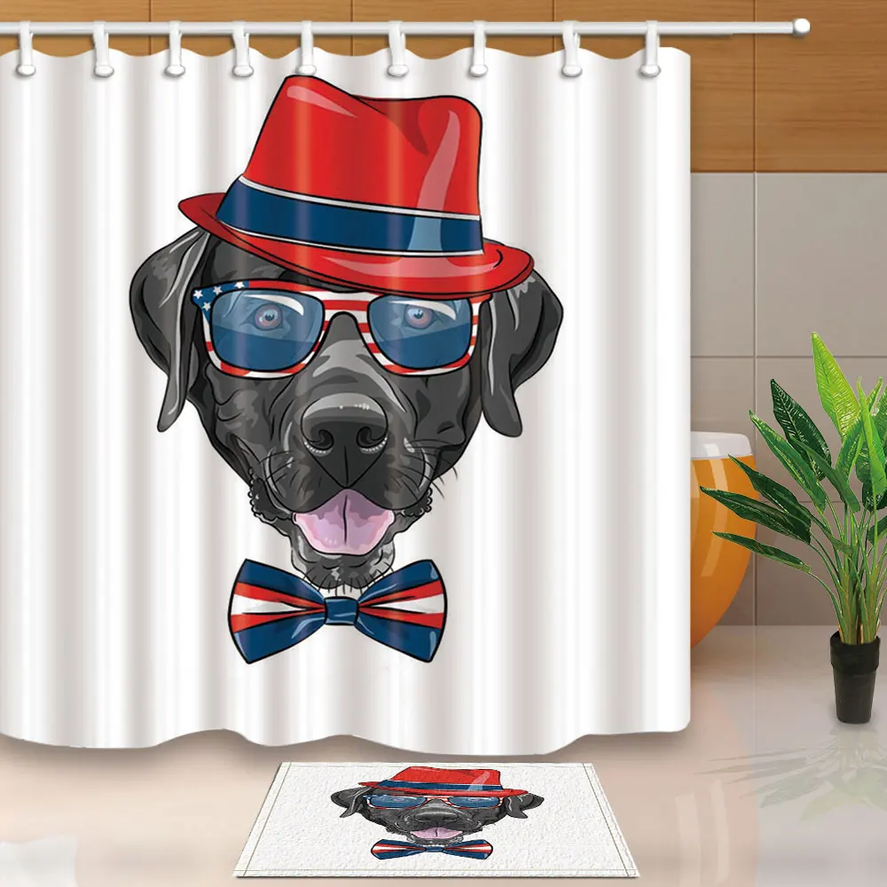 

Животные Аватар занавески для душа джентльмен собака на белый ванная комната шторы полиэстер ткань водонепроницаемый и устойчивый к плесе...