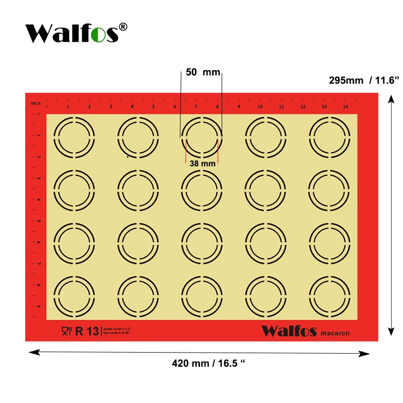 macaron 420x295 mm WALFOS антипригарный силиконовый коврик для выпечки Кондитерские инструменты раскатка теста коврик большой размер для торта печенья макарон - Цвет: macaron 420x295 mm