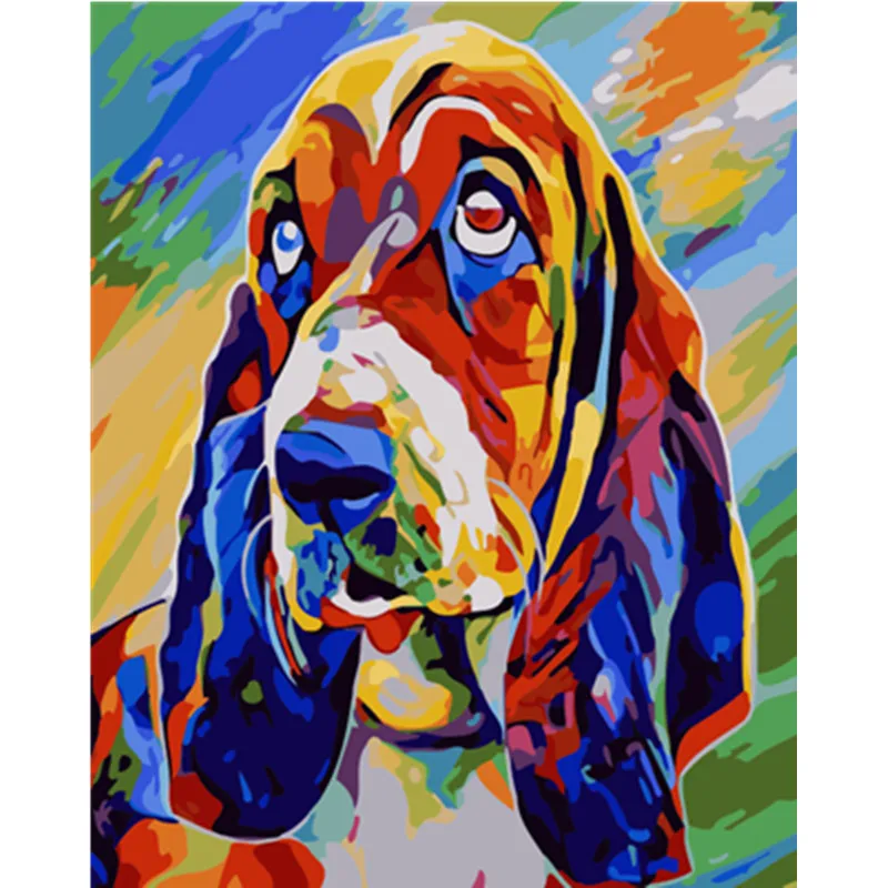 Painting By Numbers DIY Dropshipping 40x50 50x65cm Color dog blues Animal Canvas Wedding Decoration Art picture Gift | Дом и сад