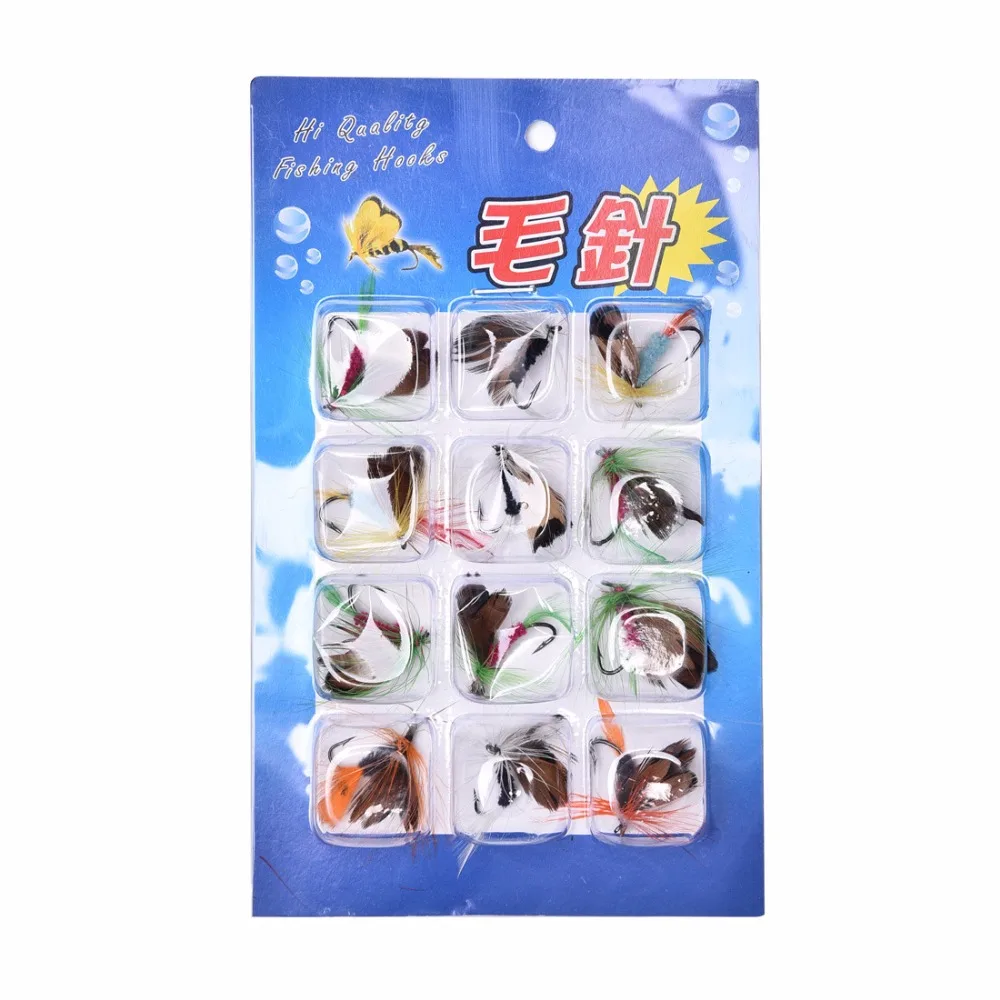 12pcs boxed flies insects bait lures artificial butterfly fly fishing hook lure bass hooks | Спорт и развлечения