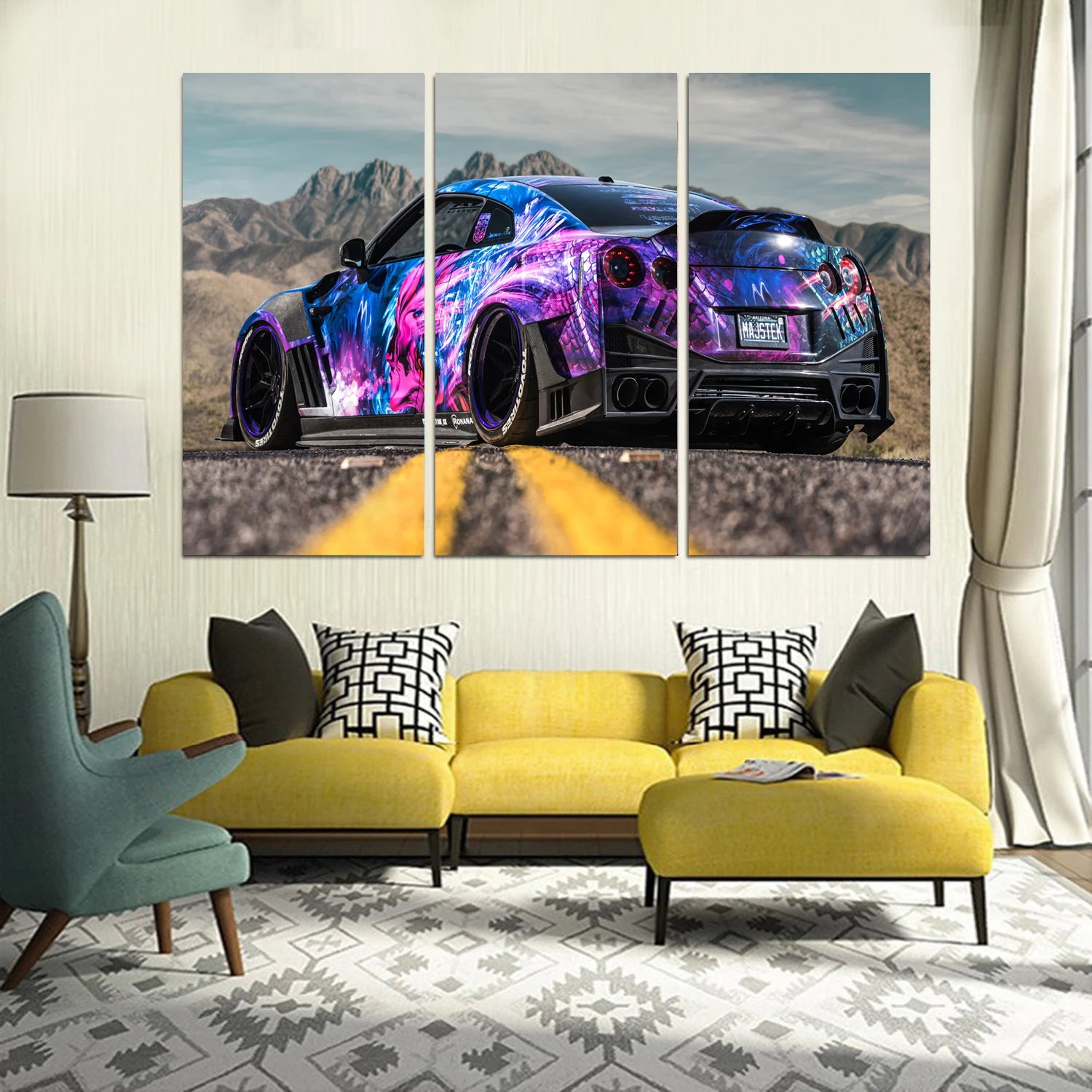 

Drop shipping 3 Panel printed painting Car painting Wall Art Picture Home Decoration Living Room Modern painting LS761