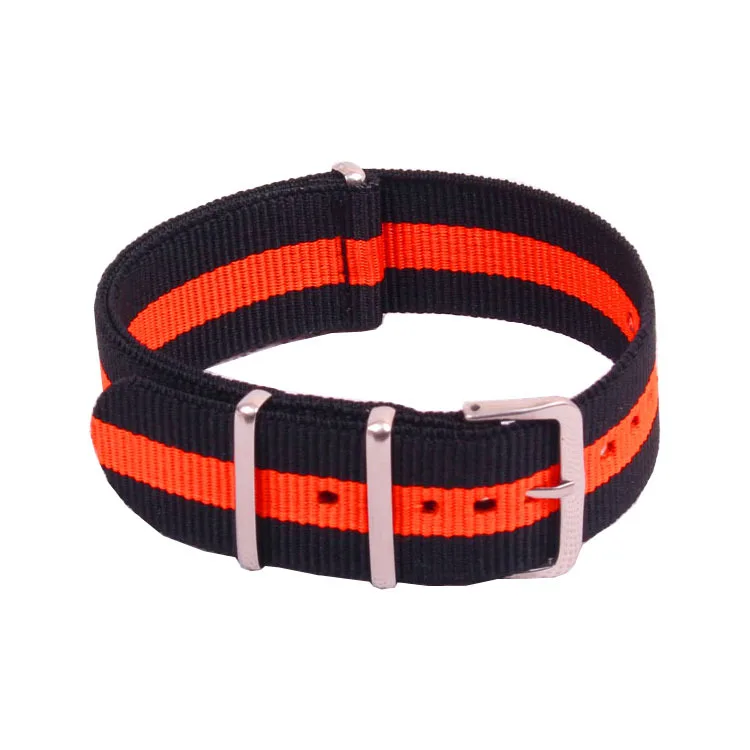 Ремешок для наручных часов нейлоновый браслет с пряжкой 22 мм разные цвета чёрный