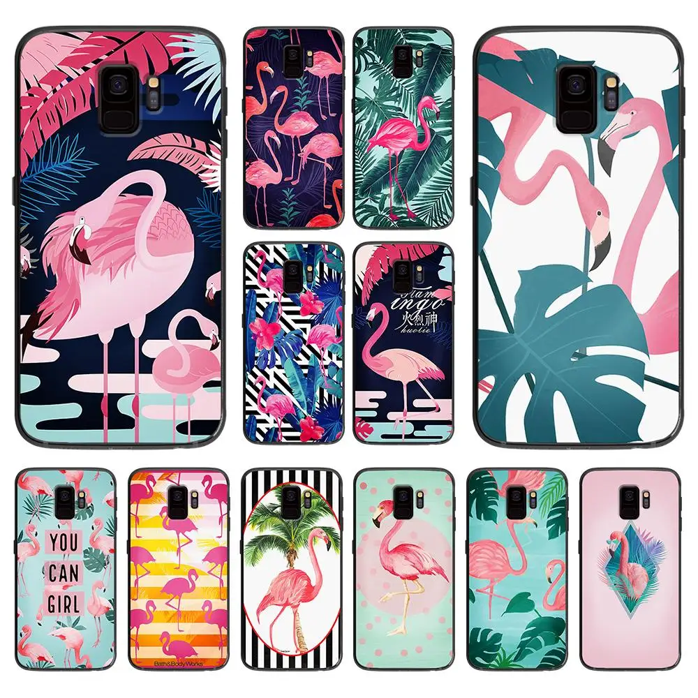 Розовый сексуальный мягкий чехол для телефона с фламинго Samsung Galaxy S6 S7 S8 S9 S10e Plus Note 8