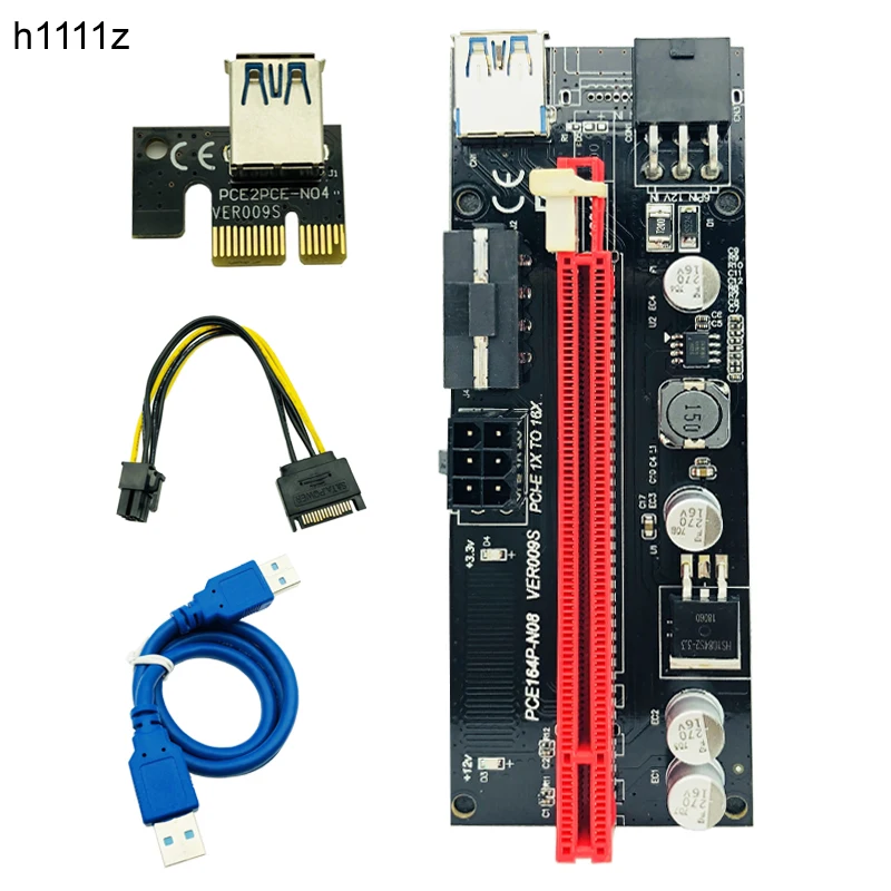 10 шт. 009S PCIE PCI E 1x к 16x Express Riser Card Molex 6pin адаптер питания SATA USB 3 0 кабель для BTC ETH