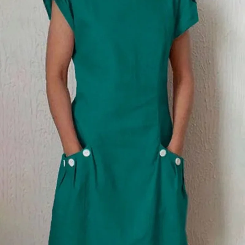 Женское ТРАПЕЦИЕВИДНОЕ ПЛАТЬЕ с круглым вырезом платье большого размера