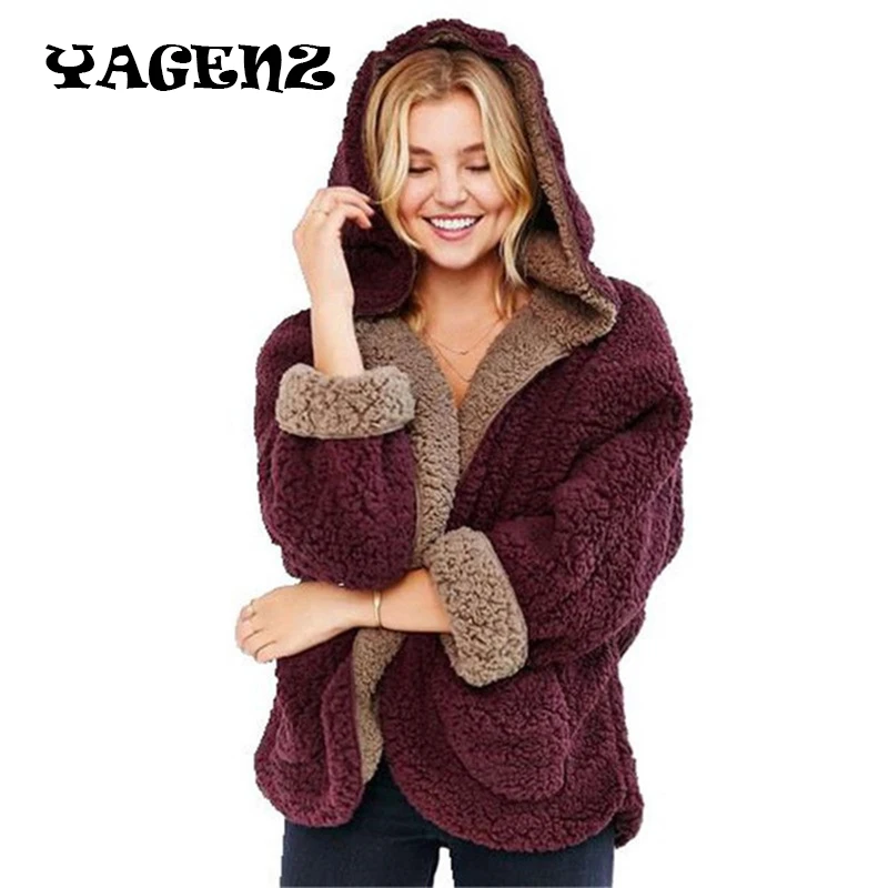 Женский шерстяной свободный свитер модное зимнее пальто из овечьей шерсти