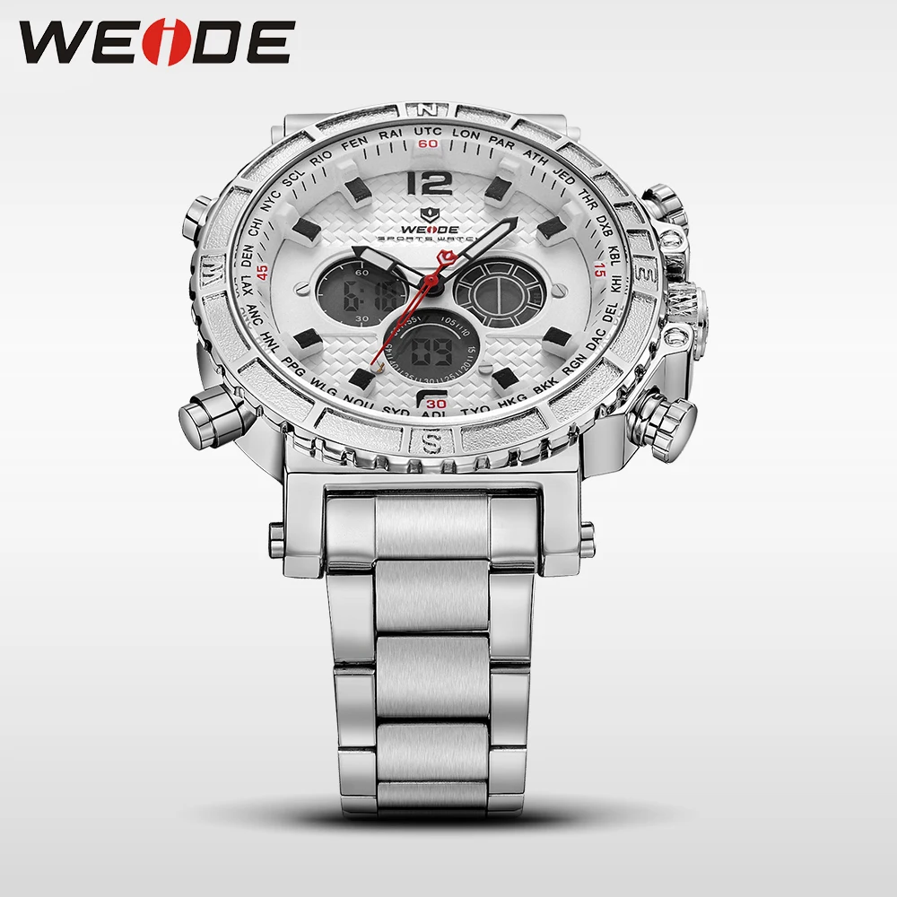 WEIDE мужской роскошный бренд часов спортивные цифровые часы из нержавеющей стали