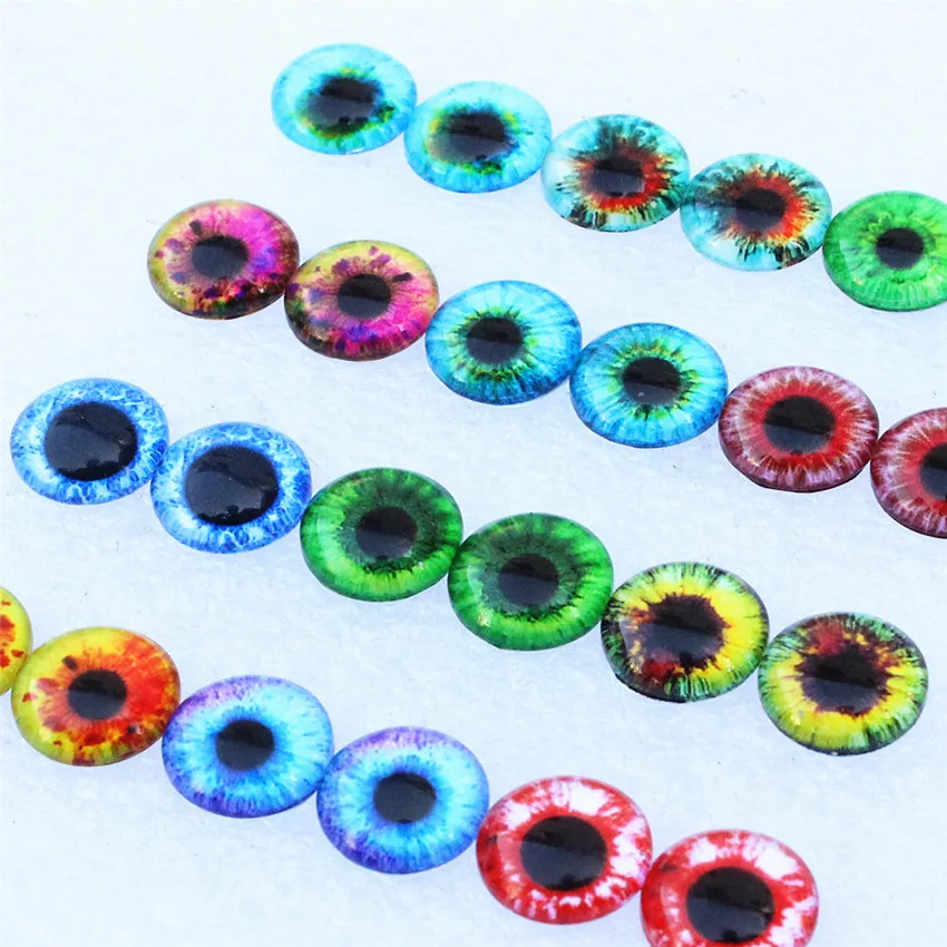 12 мм Случайные Смешанные глаза Дракона круглые стеклянные кабошоны фото купол