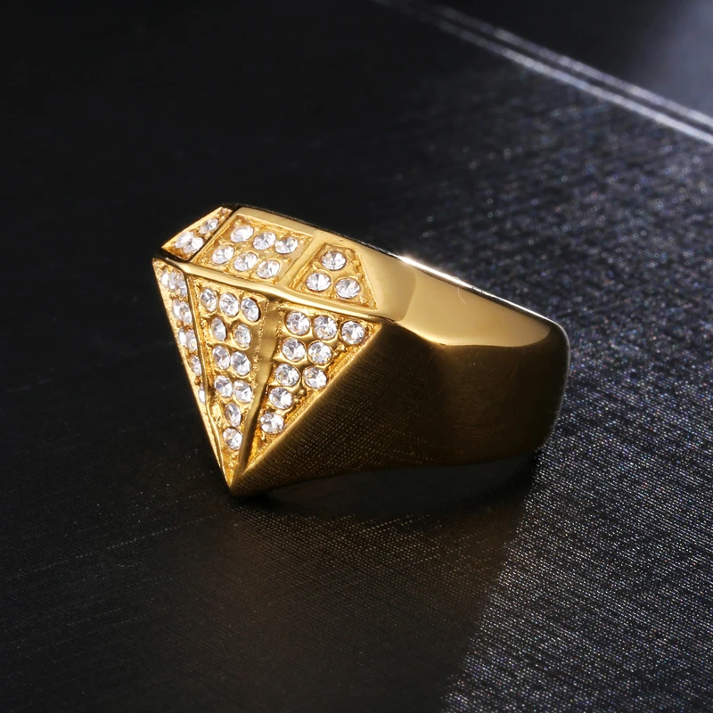 Хип хоп микро проложить горный хрусталь Золотой цвет нержавеющая сталь Iced Out Bling