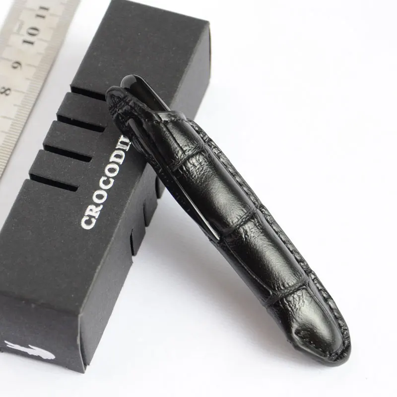 Мини ручка из крокодила черная Шариковая + сумка NEAT CONVIENCE 9 см|roller ball pen|ball penpen black |
