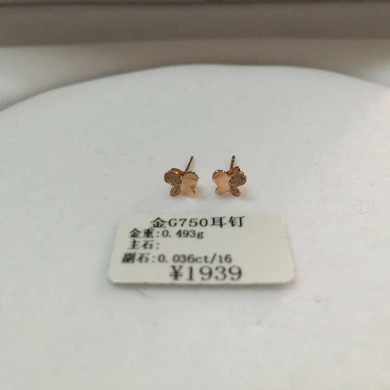 Sinya 18k золотые серьги-гвоздики с бриллиантами, розовое золото, Бабочка, модный дизайн, высокий блеск, хорошее ювелирное изделие для женщин, девушек, горячая распродажа