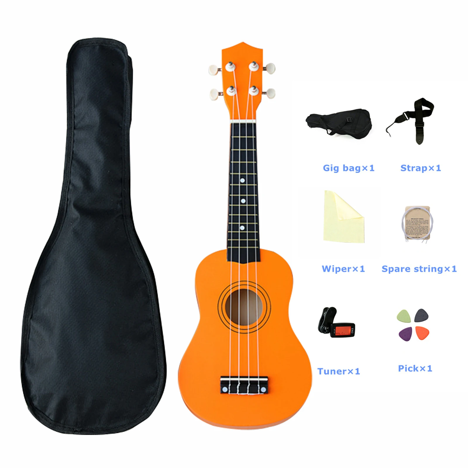 Soprano Concert Гавайская гитара 21 дюймов однотонная укулеле набор Gitaar 4 струны для