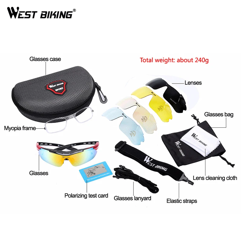 West Binking очки для велосипедные спортивные мужские линзы с 5ю категориями защиты