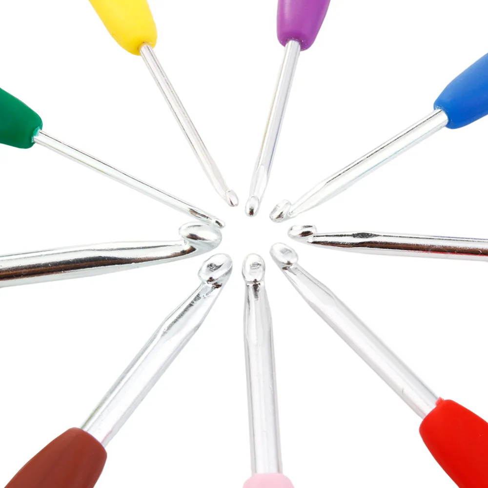 9 шт. алюминиевый набор многоцветных крючков для вязания крючком спицы плетение