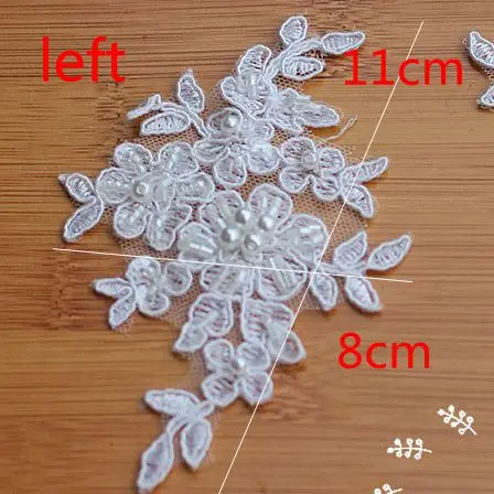 Alencon цвета слоновой кости Кружевная аппликация вышитая бисером нашивка для