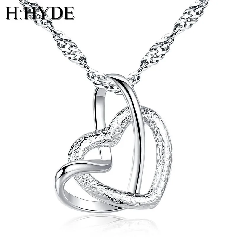 H:HYDE романтическая подвеска в виде сердца для влюбленных пар серебряное ожерелье