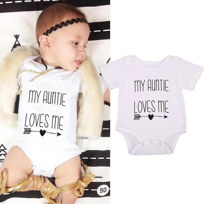 Модные хлопковые боди Pudcoco для новорожденных с коротким рукавом и надписью My Auntie