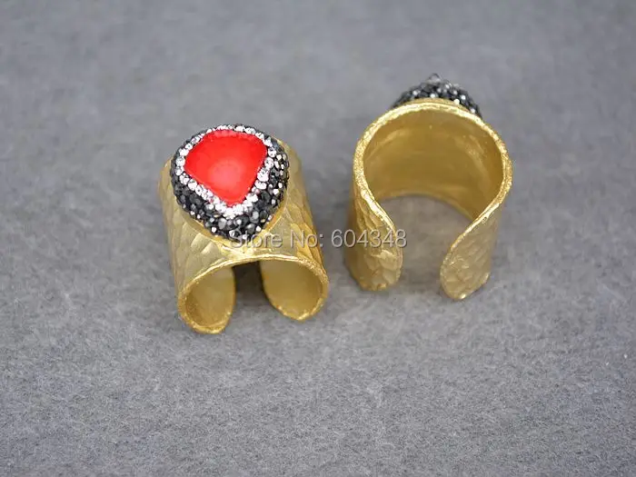 5pcs HOT Natural Labradorite Pearl Red Coral Purple Quartz Blue Stone Crystal Paved Rings Gold color Men and Women Jewelry | Украшения и