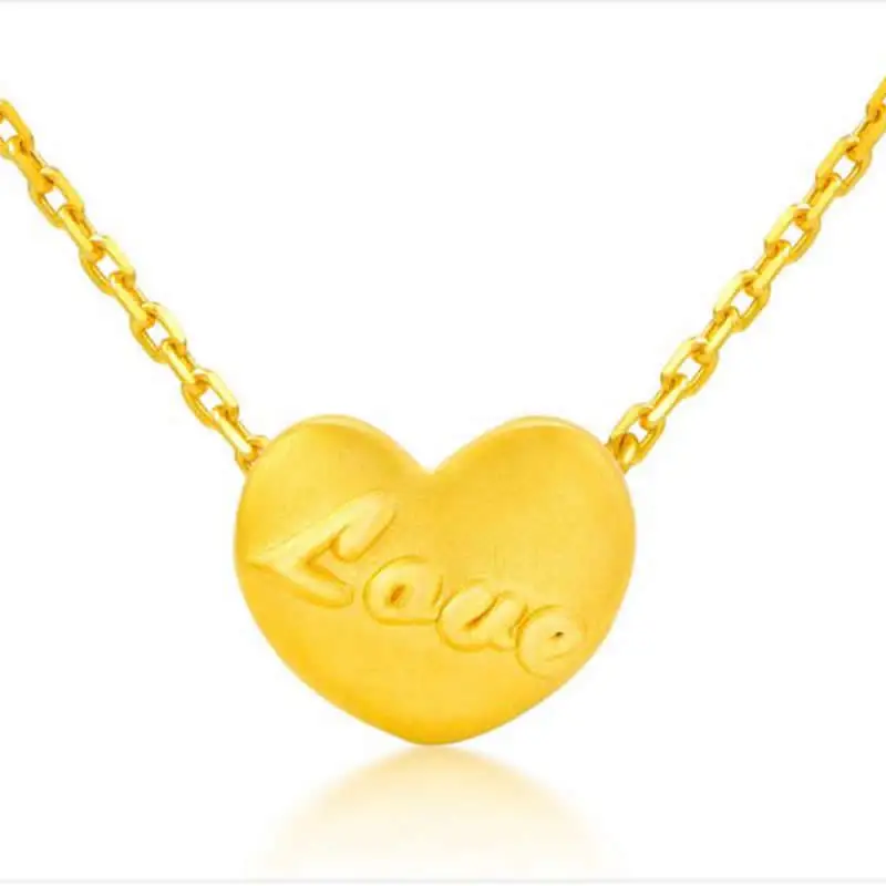 

New Arrival Pure 24K Yellow Gold Pendant 999 Gold LOVE Heart Pendant