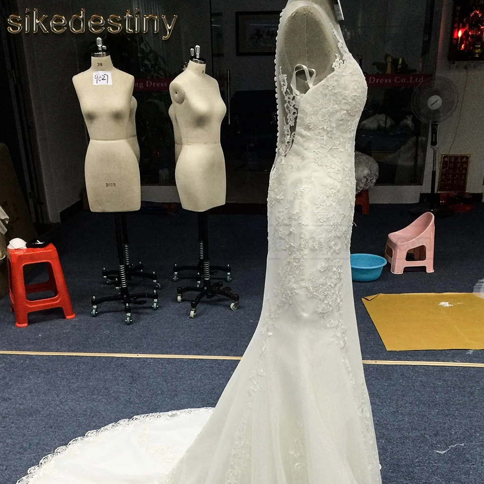 Новое поступление свадебное платье с аппликацией в стиле &quotРусалка&quot Vestido de novia