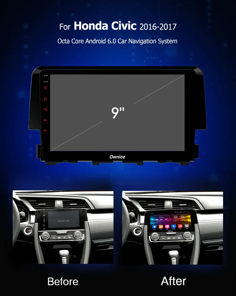 Ownice Восьмиядерный Android 9,0 k3 k5 k6 автомобильный DVD gps навигатор для Honda Civic 64G+ 4G SPDIF DAB+ DVR Carplay 360 Panorama