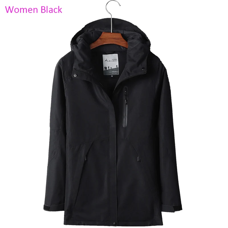 Women Black Aufdiazy Мужская и женская зимняя теплая Толстая походная куртка с usb-разъемом, термоуличная Водонепроницаемая ветровка, лыжная куртка для кемпинга, треккинга IM015 - Цвет: Women Black