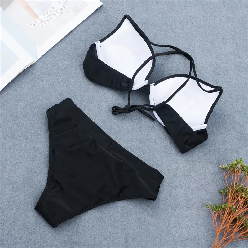 Купальник женский в бразильском стиле пикантный комплект бикини с чашками пуш-ап