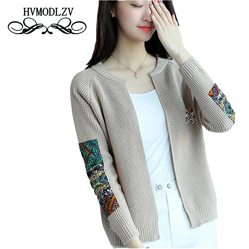 Новинка 2017 Женская куртка на весну и осень вязаный кардиган большого размера с