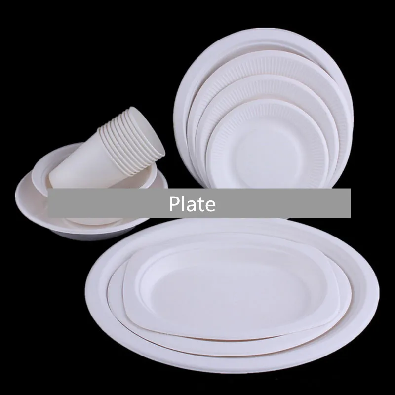 Hot Soild White Colors Disposable Paper Plates and Cups for Birthday DIY Painting Christmas Halloween | Дом и сад