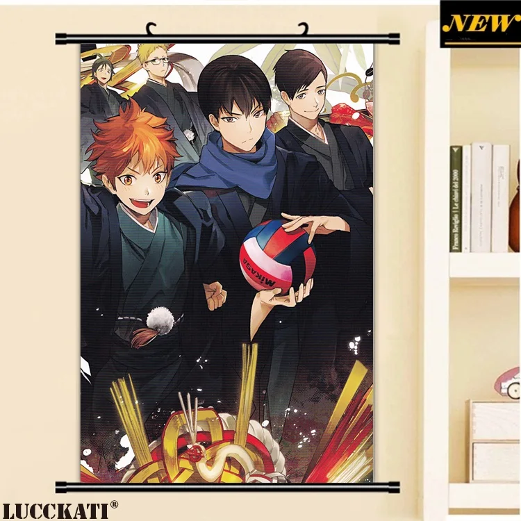 M 40X60 см Haikyuu! Серия High Kyuu! Hq! Волейбольные игры мужской мультфильм аниме Настенная картина Фреска свиток холст живопись плакат - Цвет: M