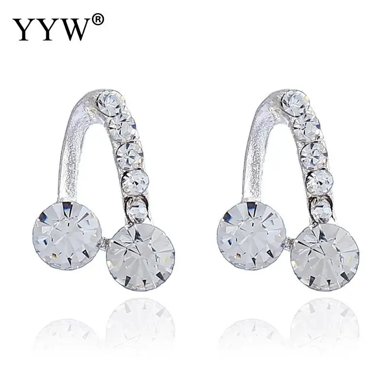 YYW модные серьги гвоздики для женщин роскошные верхние прозрачные циркониевые