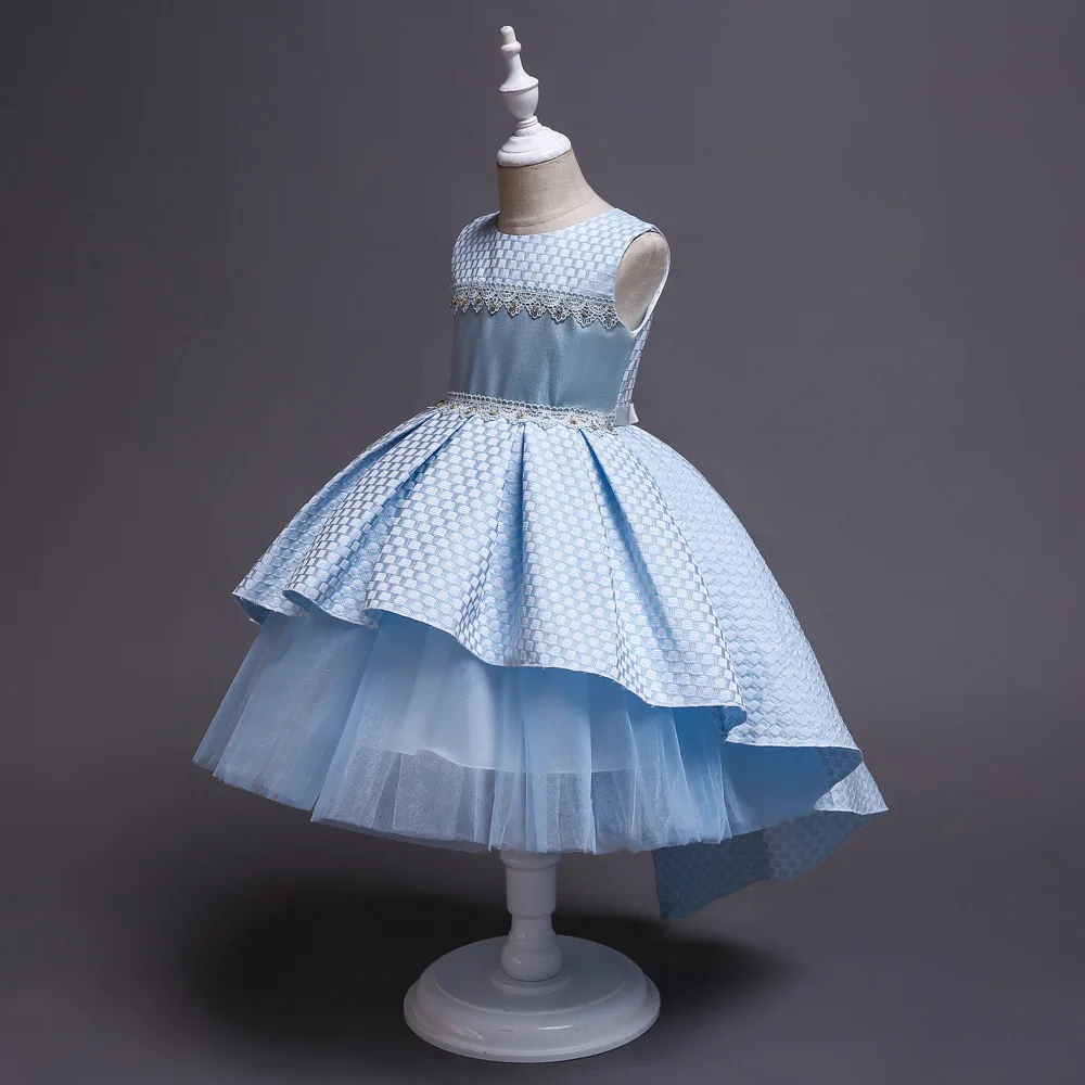 New Children's Dress Plaid Wedding Trailing Princess Girls Show Pettiskirt Flower Girl Catwalk Cotton Lining | Детская одежда и