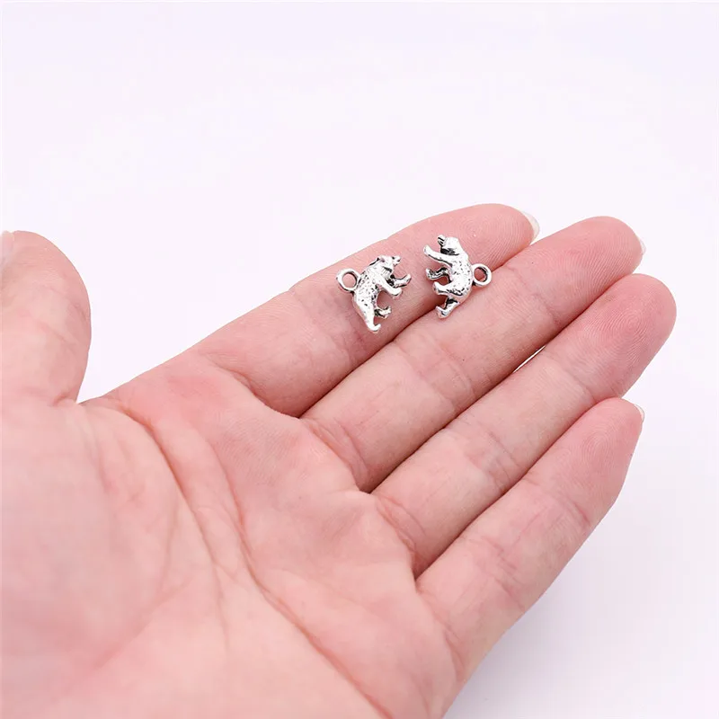 24 10pcs Brown Bear Все тибетские серебряные подвески в виде животных для самостоятельного изготовления ювелирных изделий подвески в виде единорога, лошади, Льва, оленя, Тигра для браслетов изготовление сережек - Окраска металла: 24 10pcs Brown Bear