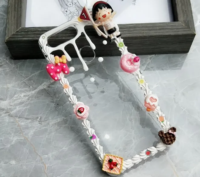 For samsung galaxy s9/s8 plus DIY case 3D Chibi Maruko-chan phone cover s6/s7 edge note 8/9 handmade cream candy girl gift |
