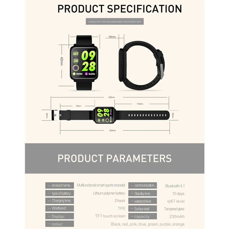 Для мужчин женщин мульти Функция Смарт часы для IOS Android IP67 водонепроницаемое