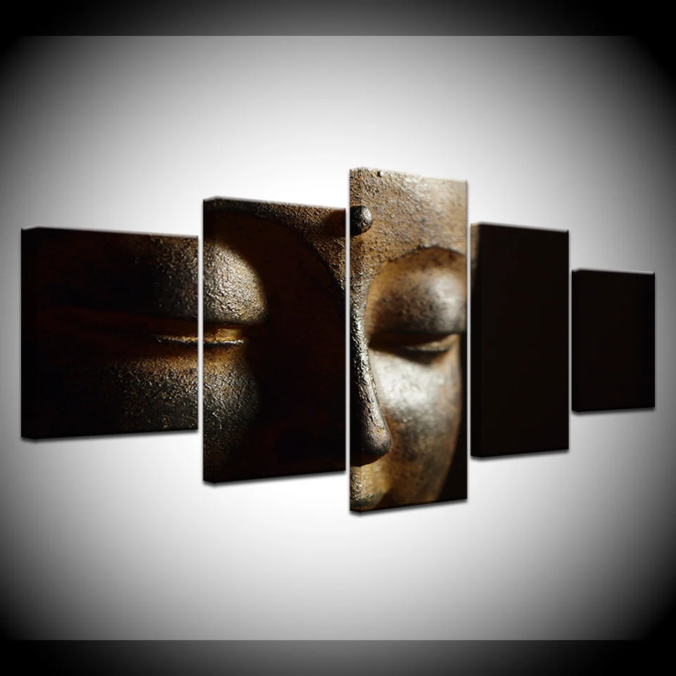

Canvas Pictures Wall Art Home Decor 5 Pieces Buddha Meditation Paintings HD Prints Buddha Statue Posters Living Room Framework