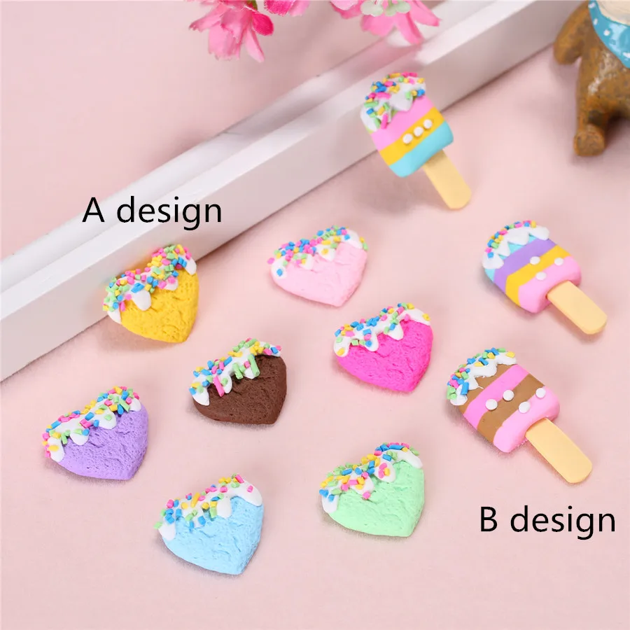 8 шт./лот ручная работа Kawaii полимерная глина плоский задник кабошон сердце торт